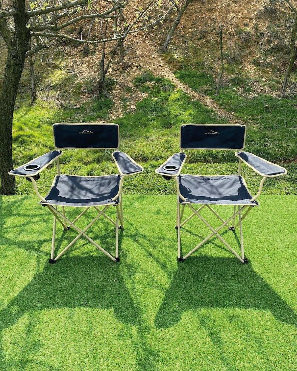 Campout Katlanır Kolçaklı Lacivert Yetişkin 2'li Kamp Sandalyesi