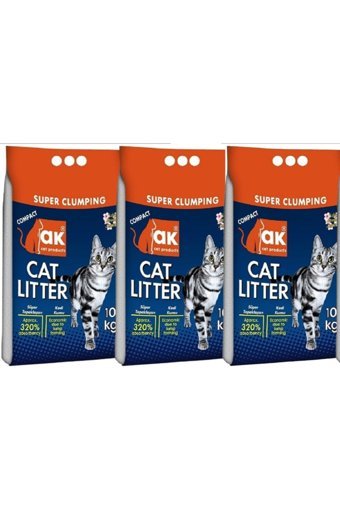 Ak Lavanta Kokulu Topaklanan İnce Taneli Bentonit Kedi Kumu 3x10 kg