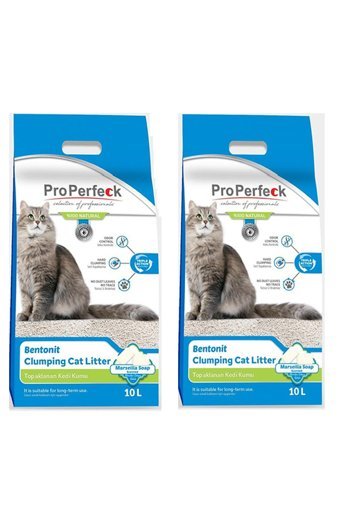 Pro Perfeck Marsilya Sabunu Kokulu Topaklanan İnce Taneli Bentonit Kedi Kumu 2x10 lt