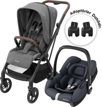 Maxi-Cosi Leona² Çift Yönlü Katlanabilir Tek Elle Kapanan 360 Derece Dönen Tam Yatar Kabin Tipi Travel Sistem Bebek Arabası Gri