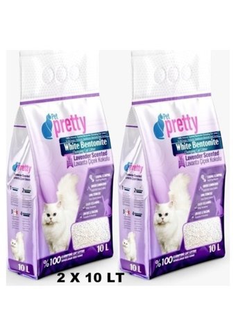 Pretty Lavanta Kokulu Topaklanan İnce Taneli Bentonit Kedi Kumu 2x10 lt