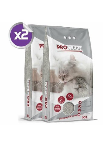 Proclean Kokusuz Topaklanan İnce Taneli Bentonit Kedi Kumu 2x10 lt