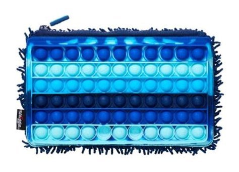 Smiggle Popem Popit Mavi-Koyu Mavi Düz Silikon Tek Gözlü Dikdörtgen Cüzdan Kalemlik