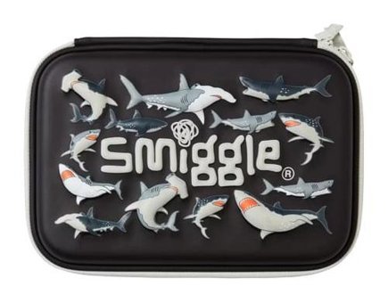 Smiggle Drift Hardtop Siyah Düz Bez Bölmeli Tek Gözlü Köpekbalığı Dikdörtgen Cüzdan Kalemlik