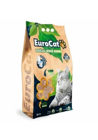Eurocat Doğal Topaklanan Kalın Taneli Bentonit Kedi Kumu 4x10 lt