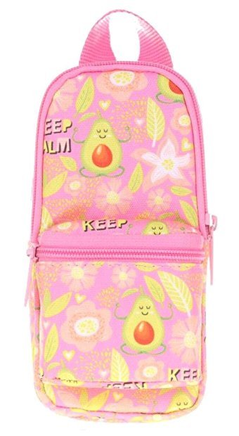 Kaukko K2422 Pembe Düz Bez Bölmeli Çift Gözlü Avakado Oval Cüzdan Kalemlik