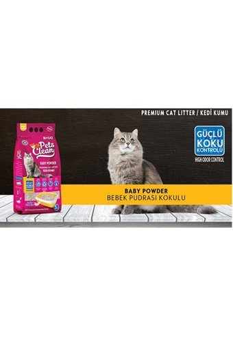 Bado Bebek Pudrası Kokulu Topaklanan İnce Taneli Bentonit Kedi Kumu 5 lt
