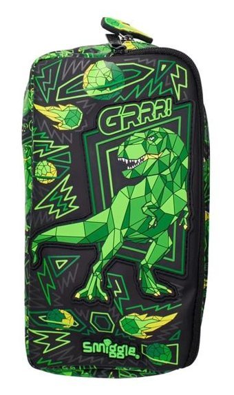 Smiggle Wild Side Çok Renkli Düz Bez Bölmeli Çift Gözlü Dinazor Dikdörtgen Cüzdan Kalemlik