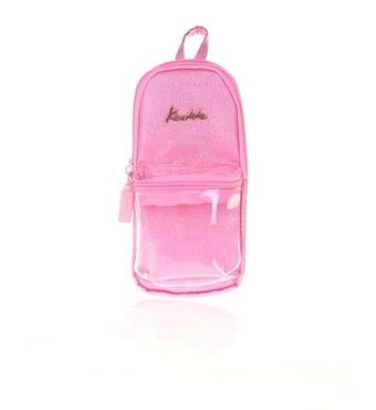 Kaukko K2500 Pembe Düz Silikon Bölmeli Çift Gözlü Oval Cüzdan Kalemlik