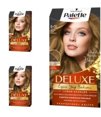 Palette Deluxe 8-01 Küllü Açık Kumral Krem Saç Boyası 3x50 ml