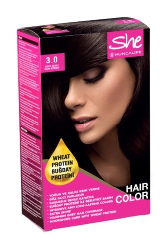 Huncalife She 3-0 Koyu Kahve Krem Saç Boyası 50 ml