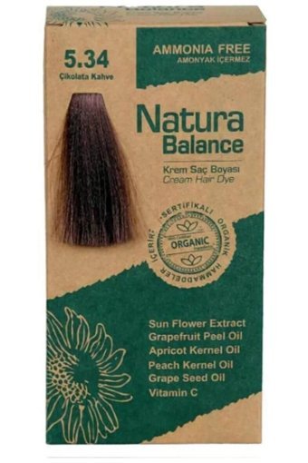 Natura Balance 5-34 Çikolata Kahve Organik Amonyaksız Vegan Krem Saç Boyası 50 ml