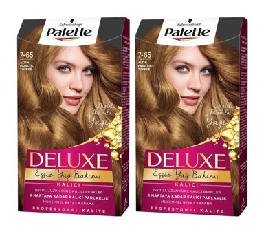 Palette Deluxe 7-65 Altın Parıltı Toffee Krem Saç Boyası 2x50 ml