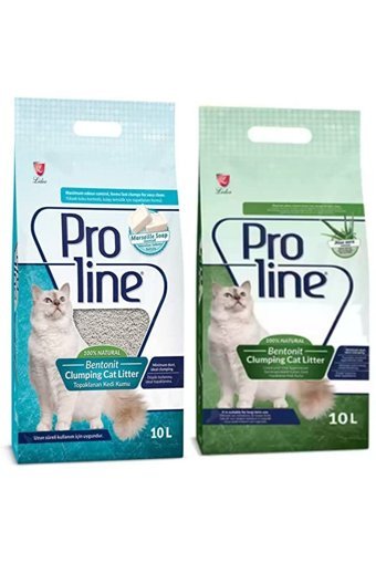 Proline Aleo Vera Marseille Sabunu Kokulu Topaklanan İnce Taneli Bentonit Kedi Kumu 2x10 lt