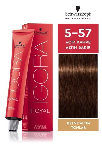 Schwarzkopf Igora Royal 5-57 Açık Kahve Altın Bakır Krem Saç Boyası 60 ml