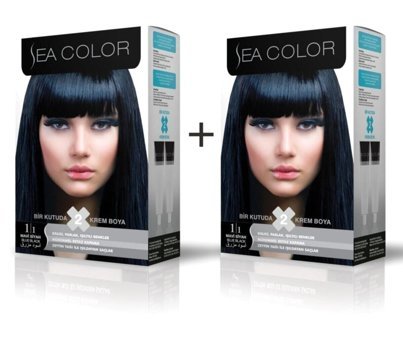 Sea Color 1-1 Mavi Siyah Krem Saç Boyası 2x50 ml