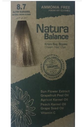 Natura Balance 8-7 Altın Karamel Organik Amonyaksız Vegan Krem Saç Boyası 50 ml
