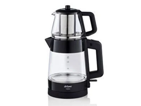 Arzum AR 3136 Teamond Cam Demlikli 1800 W Işıklı Cam Gövdeli Siyah Çay Makinesi