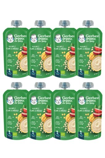 Gerber Laktozsuz Tahılsız Glutensiz Organik Elma-Mango-Yulaf Probiyotikli Kaşık Maması 8x110 gr