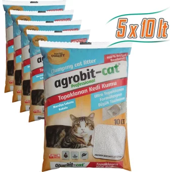 Agrobit Cat Marsilya Sabunu Kokulu Topaklanan İnce Taneli Bentonit Kedi Kumu 5x10 lt