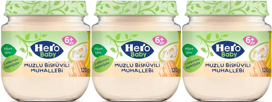 Hero Baby Laktozsuz Tahılsız Glutensiz Organik Muzlu Probiyotikli Kavanoz Maması 3x120 gr