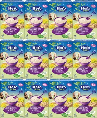 Hero Baby Laktozsuz Tahıllı Glutensiz Organik Sütlü-Rezeneli Probiyotikli Kaşık Maması 12x200 gr