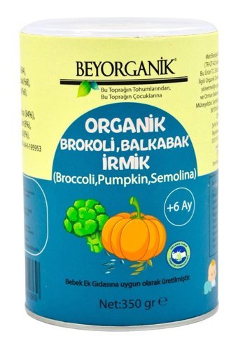 Beyorganik Laktozsuz Tahıllı Organik Balkabak-Brokoli-İrmik Probiyotikli Kaşık Maması 350 gr