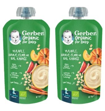 Gerber Laktozsuz Tahılsız Glutensiz Organik Balkabaklı-Elmalı-Yulaflı Probiyotikli Kaşık Maması 2x110 gr