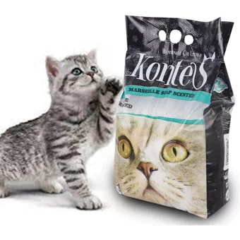 By Kontes Marsilya Sabunu Kokulu Topaklanan İnce Taneli Bentonit Kedi Kumu 8 kg