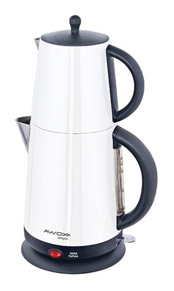 Awox Demplus Çelik Demlikli 2200 W Çelik Beyaz Vintage Çay Makinesi