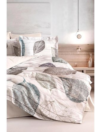 Varol Laura Home Folia Lyocell 160x220 cm Lastikli Yapraklı Tek Kişilik Nevresim Takımı Bej