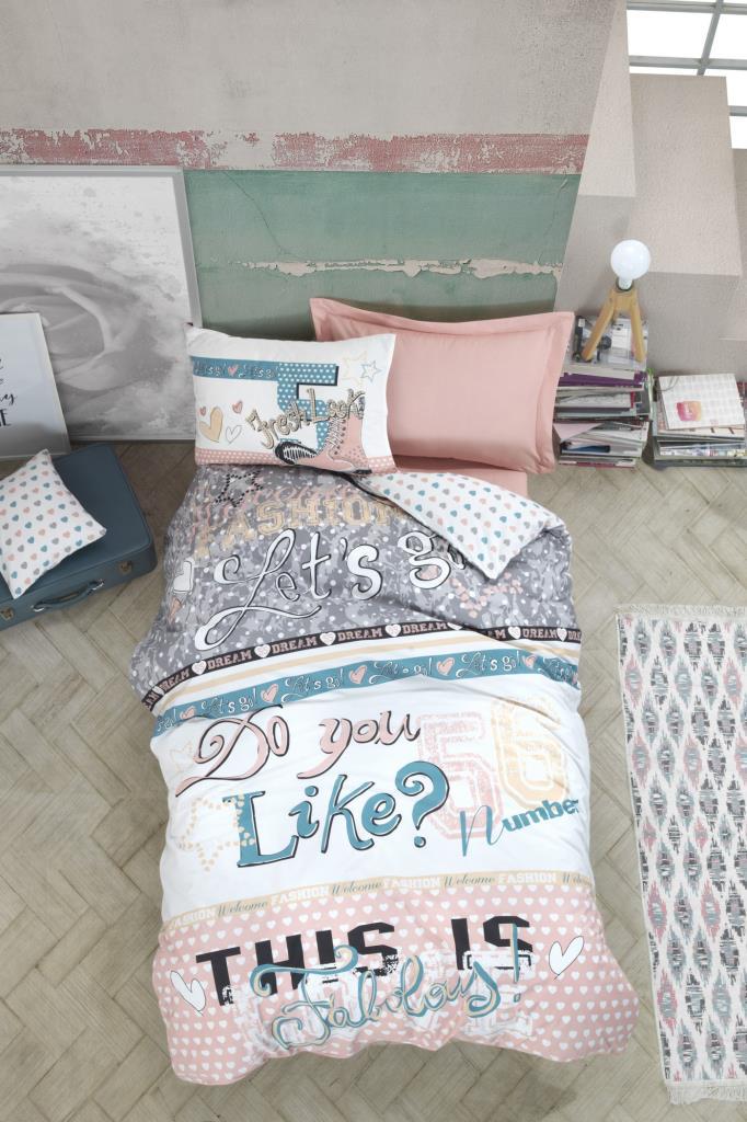 Cotton Box Ranforce 160x220 cm Lastikli Tek Kişilik Nevresim Takımı Pudra