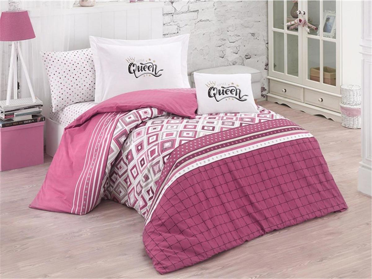 Clasy Pamuk 160x220 cm Lastikli Tek Kişilik Nevresim Takımı Pembe