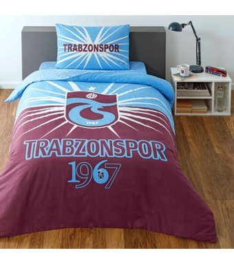 Taç Pamuk 160x220 cm Lastikli Trabzonspor Tek Kişilik Nevresim Takımı Bordo-Mavi