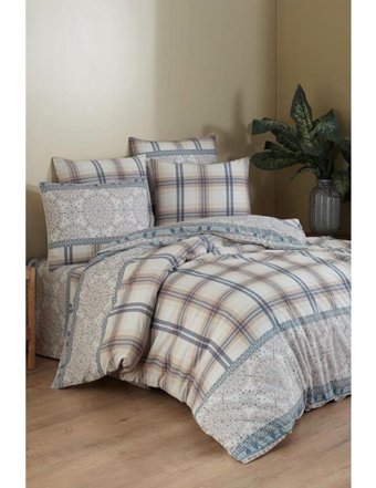 Çeyiz Diyarı Piroska Pamuk-Polyester 160x200 cm Lastikli Tek Kişilik Nevresim Takımı Bej
