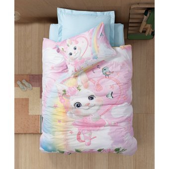 Cotton Box Pamuk 160x220 cm Lastikli Çizgi Kahraman Tek Kişilik Nevresim Takımı Mint