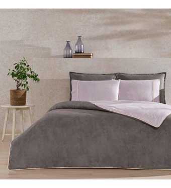 Taç Riven Pamuklu 160x220 cm Lastikli Tek Kişilik Nevresim Takımı Gri