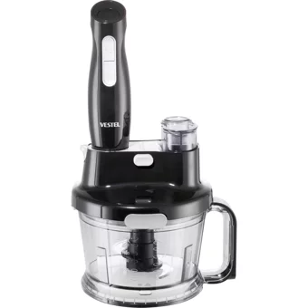 Vestel Tarçın 7000 S 1500 ml Plastik Hazneli Turbolu 4 Bıçaklı 3'lü Blender Seti Siyah
