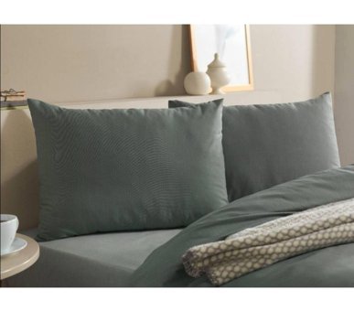 Doqu Home Pure Line Pamuk 160x220 cm Lastikli Tek Kişilik Nevresim Takımı Yeşil