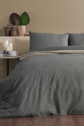 Doqu Home Pure Line Pamuk 160x220 cm Lastikli Tek Kişilik Nevresim Takımı Yeşil