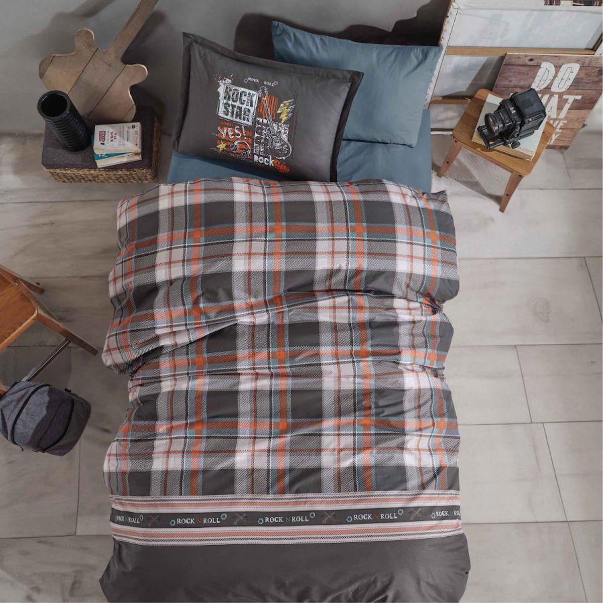 Clasy Ranforce 160x220 cm Lastikli Tek Kişilik Nevresim Takımı Gri