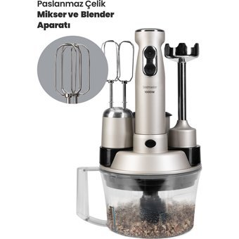 Goldmaster Elanamax 1500 ml Plastik Hazneli Turbolu 4 Bıçaklı 5'li Blender Seti Gümüş
