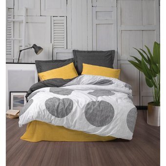 Cotton Box Pamuklu 160x220 cm Lastikli Modern Tek Kişilik Nevresim Takımı Sarı