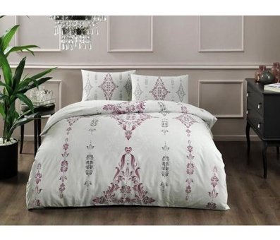 Taç Ranforce Pamuk 160x220 cm Lastikli Çiçekli Tek Kişilik Nevresim Takımı Bordo