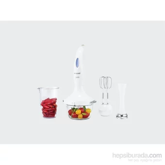 Arçelik Cheffo K 1252 HBS 900 ml Plastik Hazneli Turbolu Çift Bıçaklı 3'lü Blender Seti Beyaz
