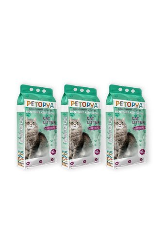 Petopya Kokusuz Topaklanan İnce Taneli Aktif Karbonlu Bentonit Kedi Kumu 3x10 lt