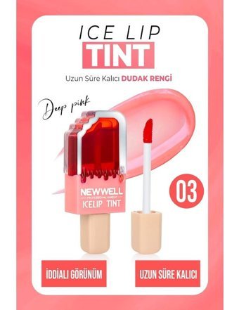 New Well Ice Lip Tint 3 Deep Pink Parlak Likit Fırçalı Ruj