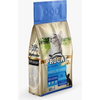 Procat Marsilya Sabunu Kokulu Topaklanan İnce Taneli Bentonit Kedi Kumu 10 lt