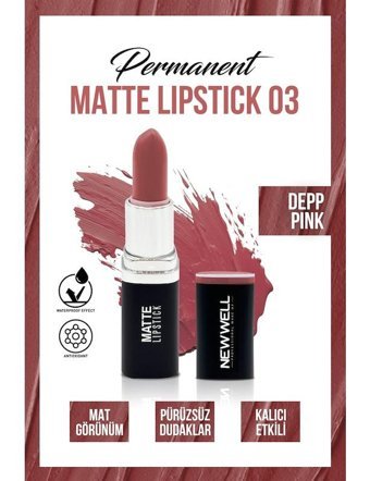New Well Permanent Matte 3 Deep Pink Mat Krem Lipstick Ruj
