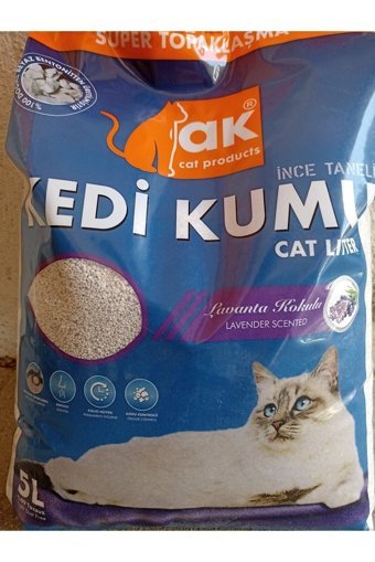 Ak Lavanta Kokulu Topaklanan İnce Taneli Bentonit Kedi Kumu 5 lt